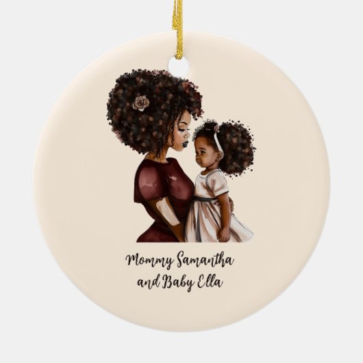 Schöne Schwarze Mama und Tochter (26) Keramik Ornament (Hinten)