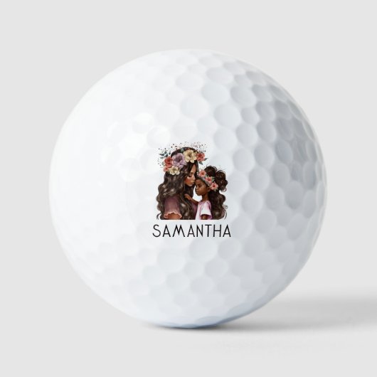 Schöne Schwarze Mama und Tochter (2) Golfball (Vorderseite)