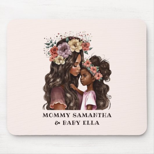 Schöne Schwarze Mama und Tochter (2) Mousepad (Vorne)