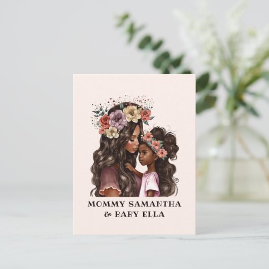Schöne Schwarze Mama und Tochter (2) Postkarte (Stehend Vorderseite)