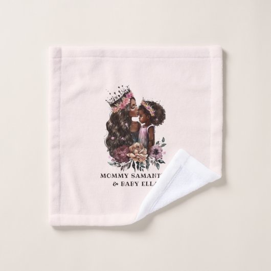 Schöne Schwarze Mama und Tochter (3) Badhandtuch Set (Waschlappen)