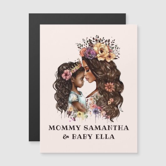 Schöne Schwarze Mama und Tochter (4) Magnetkarte (Vorne/Hinten)