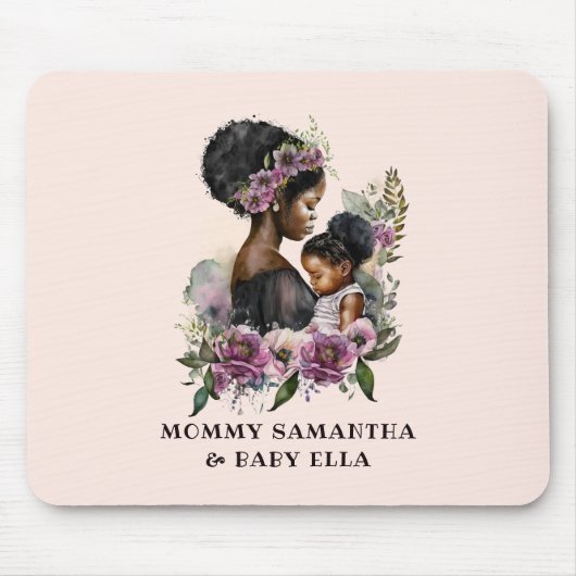 Schöne Schwarze Mama und Tochter (6) Mousepad (Vorne)