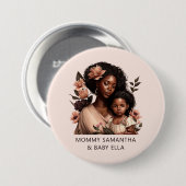 Schöne Schwarze Mama und Tochter (9) Button (Vorne & Hinten)