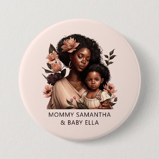 Schöne Schwarze Mama und Tochter (9) Button (Vorderseite)
