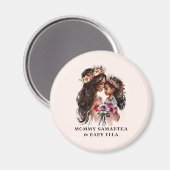 Schöne schwarze Mama und Tochter Magnet (Vorderseite/Rückseite)