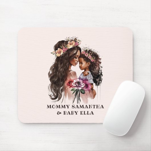 Schöne schwarze Mama und Tochter Mousepad (Mit Mouse)