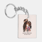 Schöne schwarze Mama und Tochter Schlüsselanhänger (Vorderseite links)