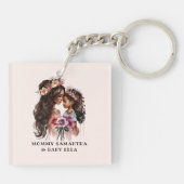 Schöne schwarze Mama und Tochter Schlüsselanhänger (Rückseite)