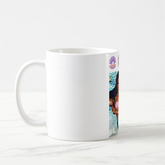 Schöne schwarze Meerjungfrau Muscheln Afrikaner Kaffeetasse (Links)