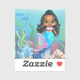 Schöne schwarze Meerjungfrau spielt im Meer Aufkleber