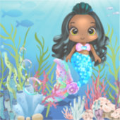 Schöne schwarze Meerjungfrau spielt im Meer Aufkleber (Vorderseite)