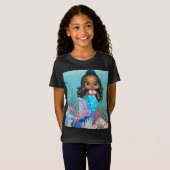 Schöne schwarze Meerjungfrau spielt im Meer T-Shirt (Vorne ganz)