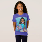 Schöne schwarze Meerjungfrau spielt im Meer T-Shirt (Vorne ganz)