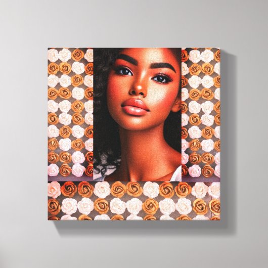 Schöne Schwarze Prinzessin Blumenmuster Wand Kunst (Vorderseite)