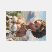 Schöne schwarze Prinzessin Fleecedecke (Vorderseite (Horizontal))