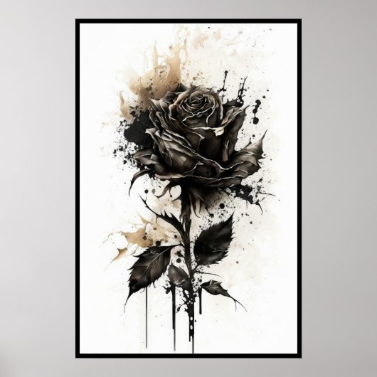 Schöne schwarze Rose Poster (Vorne)