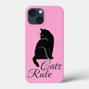 Schöne schwarze sitzende Katze mit "Katzen regiere Case-Mate iPhone Hülle