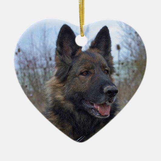 schöne schwarze und bräunliche deutsche Schäferwel Keramikornament (Vorne)