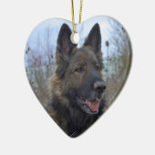 schöne schwarze und bräunliche deutsche Schäferwel Keramikornament (Links)