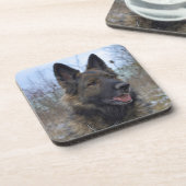schöne schwarze und bräunliche deutsche Schäferwel Untersetzer (Linke Seite)