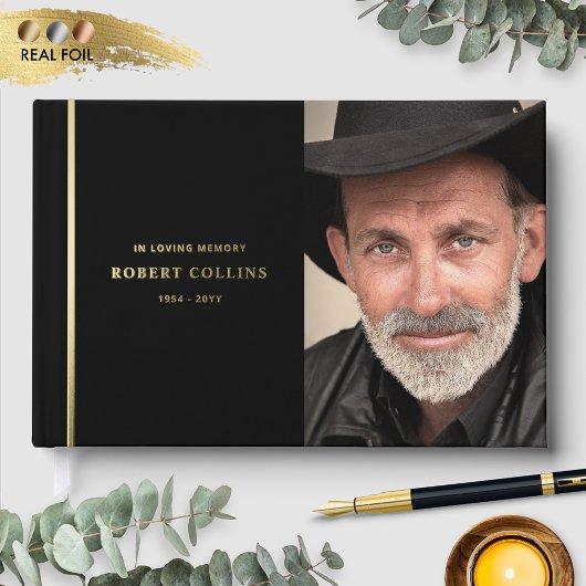 Schöne schwarze und echte Foil, in Love Memory Bee Gästebuch