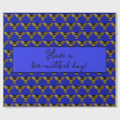 SCHÖNE SCHWARZE UND GOLD BUMBLEBEE BEE TEXT BLUE GESCHENKPAPIER (Flach)