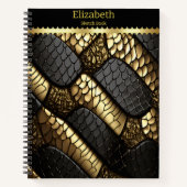 Schöne schwarze und goldene Schlangenhaut Notizblock (Vorderseite)