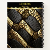 Schöne schwarze und goldene Schlangenhaut Notizblock (Rückseite)