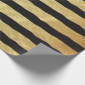 Schöne schwarze und goldene Streifen Geschenkpapier (Ecke)