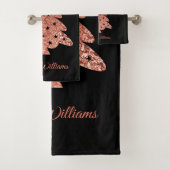 Schöne schwarze und rosa Weihnachtsbaum Urlaub Badhandtuch Set (Insitu)