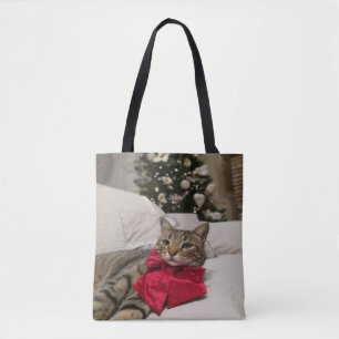 Schöne schwarze und weiße Katze Tasche