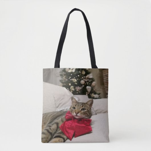 Schöne schwarze und weiße Katze Tasche (Vorderseite)