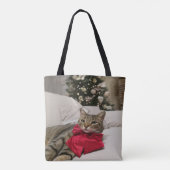 Schöne schwarze und weiße Katze Tasche (Rückseite)