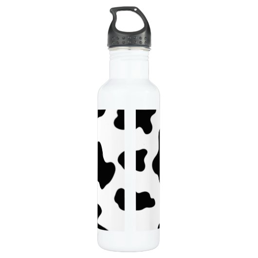 Schöne schwarze und weiße Kuh Edelstahlflasche (Rückseite)