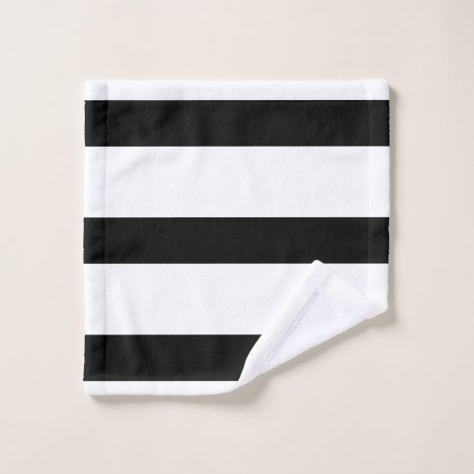 Schöne schwarze und weiße Streifen Badhandtuch Set (Waschlappen)
