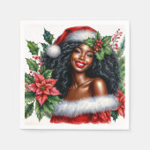 Schöne schwarze Weihnachtsfrau Serviette (Vorderseite)
