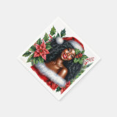 Schöne schwarze Weihnachtsfrau Serviette (Ecke)