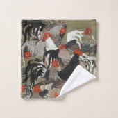 Schöne schwarze, weiße und Mehrfarbenhähne Badhandtuch Set (Waschlappen)