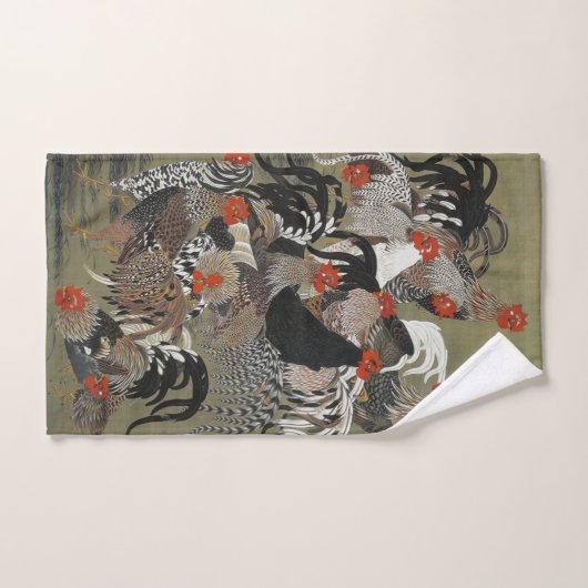 Schöne schwarze, weiße und Mehrfarbenhähne Badhandtuch Set (Handtuch)