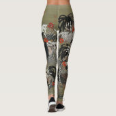 Schöne schwarze, weiße und Mehrfarbenhähne Leggings (Rückseite)