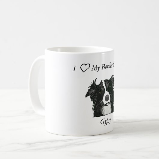 Schöne Schwarzweiss-Border-Collie Kaffeetasse (Vorderseite Links)