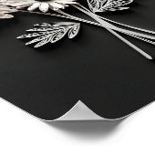 Schöne schwarzweiße, einfarbige Blume Poster (Ecke)