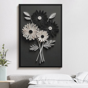 Schöne schwarzweiße, einfarbige Blume Poster