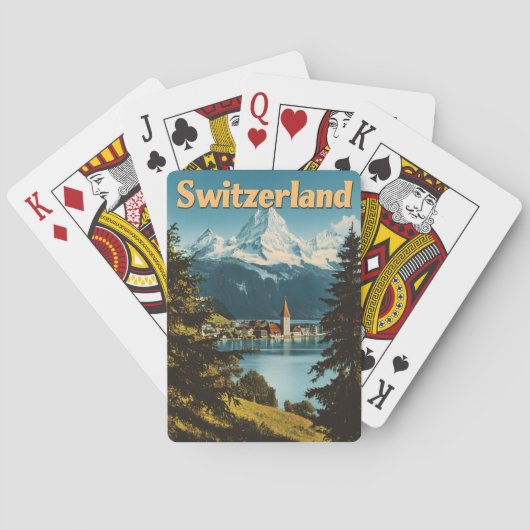 Schöne Schweiz Schweizer Alpen Landschaftliche Ber Spielkarten (Rückseite)