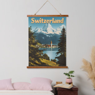 Schöne Schweiz Schweizer Alpen Landschaftliche Ber Wandteppich Mit Holzrahmen