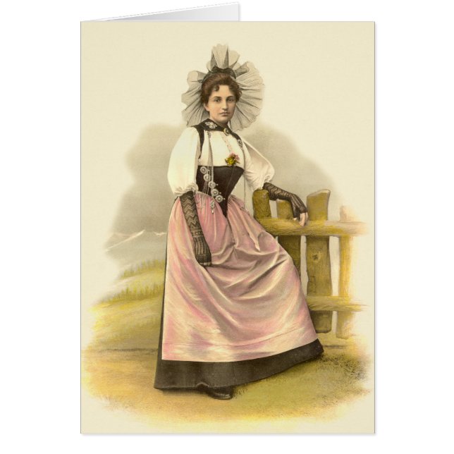 Schöne Schweizer Frau im traditionellen Kostüm, (Vorne)