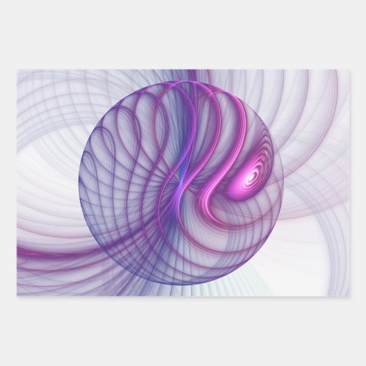 Schöne Schwung Modernes Abstraktes Fraktal Art Pin Geschenkpapier Set (Vorderseite 3)