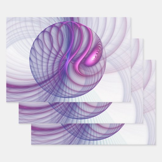 Schöne Schwung Modernes Abstraktes Fraktal Art Pin Geschenkpapier Set (Set)