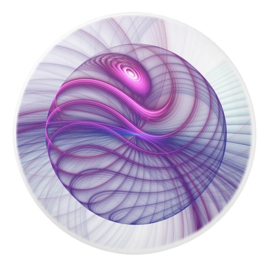 Schöne Schwung Modernes Abstraktes Fraktal Art Pin Keramikknauf (Vorderseite)